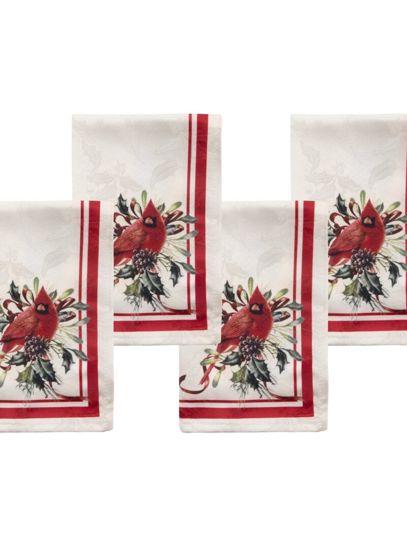 Holiday Winter Greetings Dinner Napkins - Set Of 4