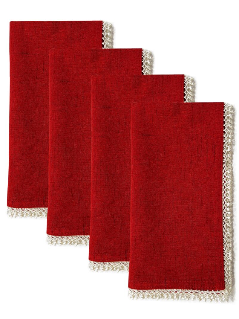 French Perle Red Dinner Napkins - Set Of 4